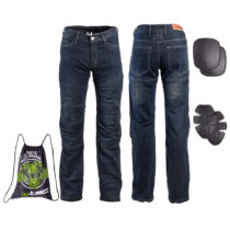 Pánske moto jeansy W-TEC Pawted s nepremokavou membránou tmavo modrá - M